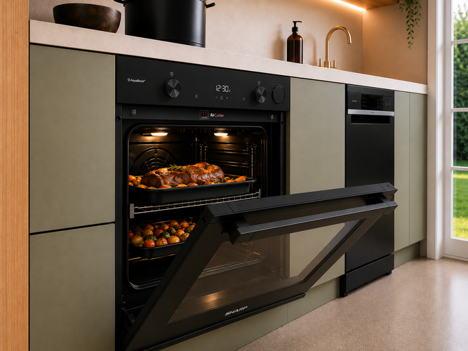 Modern cooking innovation kitchen with the Sharp 60cm Multifunction Built-In Oven.