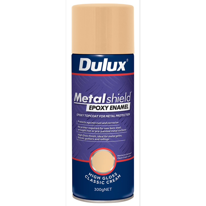 Dulux 300g Metalshield Epoxy Enamel Gloss Spray Paint Classic Cream