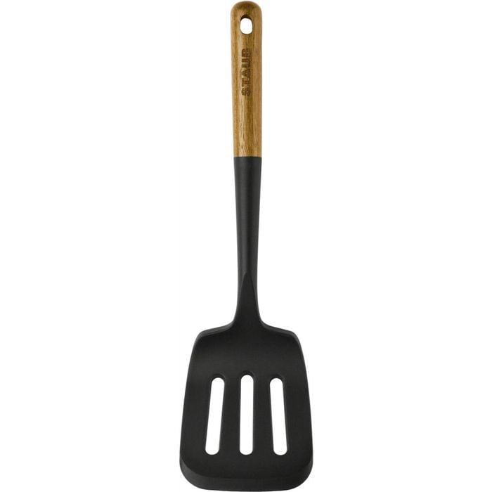 Staub 30cm Silicone Slotted Turner w/ Wood Handle - Brown