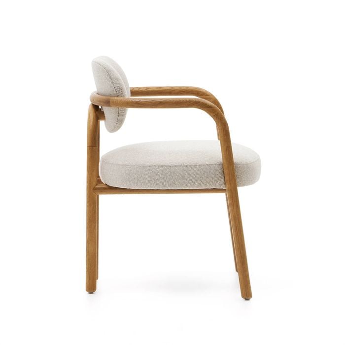 MELQUI beige chair in oak wood natural finish