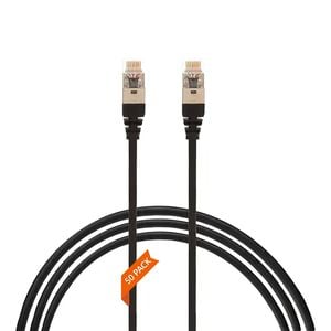 4Cabling 0.25m Black CAT6A RJ45 S/FTP THIN LSZH 30 AWG Network Cable - 50 Pack