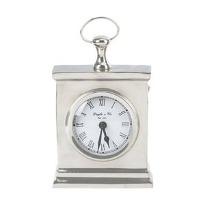 SS Collective Small Rectangle Faced Mantle Clock W/ Roman Numerals Silver