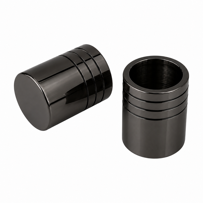 Pillar 25mm Gun Metal Grey Curtain Rod Finial Barrel - 2 Pack