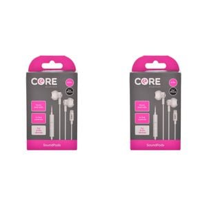 2PK Core Essentials 8-Pin SoundPods/Earphones In-Ear Wired w/ Mic - White