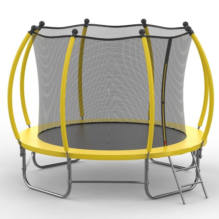 Advwin 10FT Recreational Trampoline Outdoor for Kids w/Safety Enclosure Net, Ladder, Max Limit 150 kg，Yellow