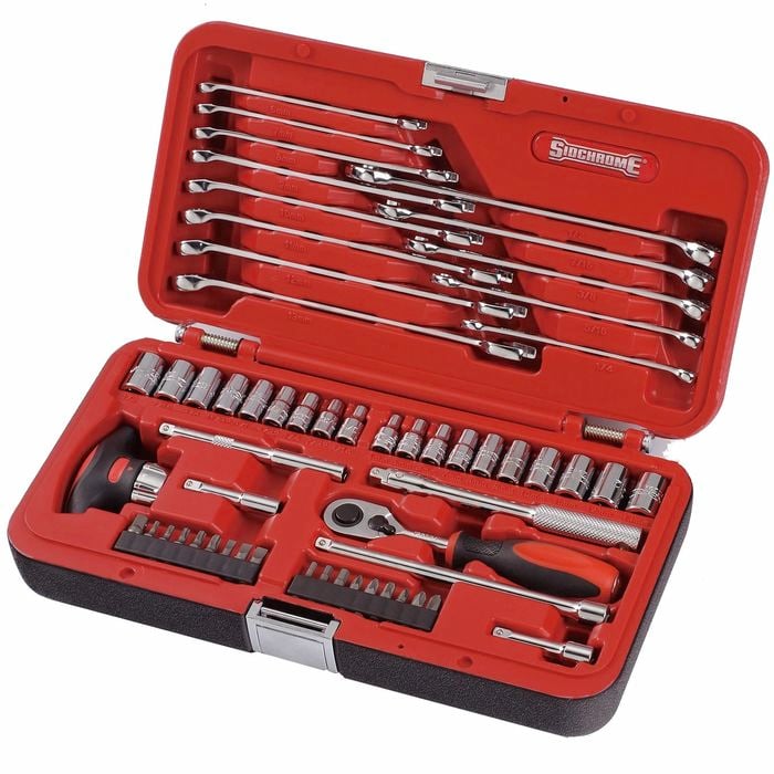 Sidchrome 1/4" Metric / AF Drive Socket and Spanner Set - 51 Piece
