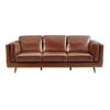 3 Seater Faux Sofa Brown Lounge Set for Living Room Couch with Wooden Frame