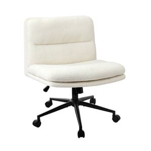 Oikiture Armless Office Desk Chair Boucle White