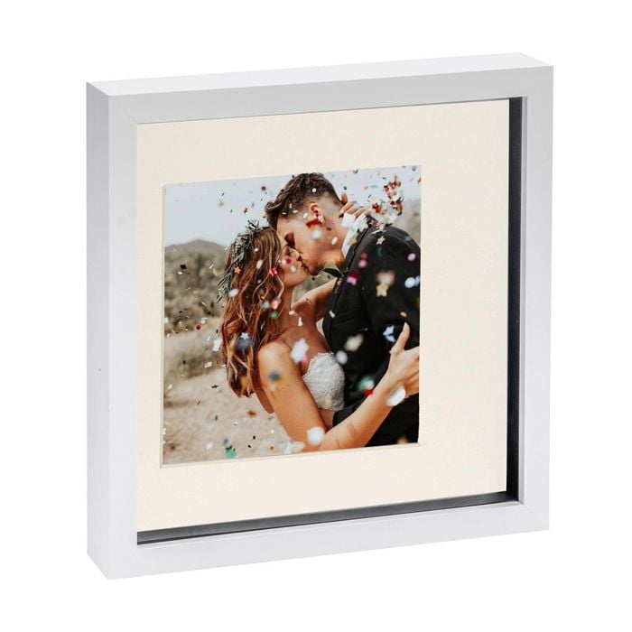 Nicola Spring 10" x 10" White 3D Box Photo Frame - 6" x 6" Mount