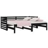 vidaXL Solid Wood Pine Pull-out Day Bed Single Size Black Sleepover Occasional