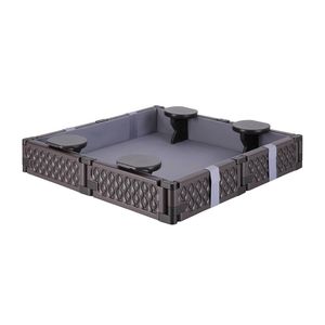 Keezi Kids Sandpit with 4 Seats and Cover 119cm Brown Square