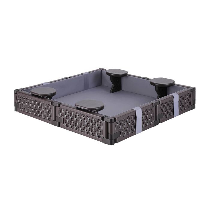 Keezi Kids Sandpit with 4 Seats and Cover 119cm Brown Square