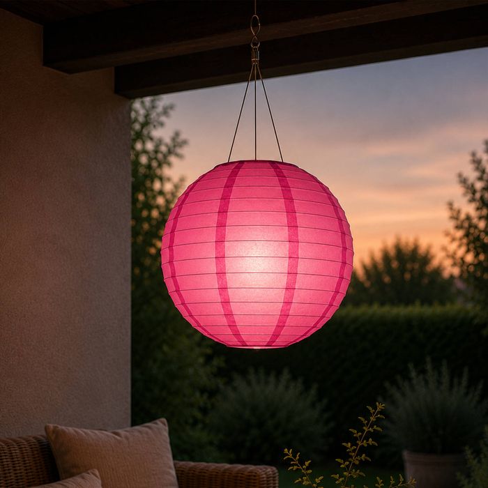 Astin Sinclair 300mm Fabric LED Solar Pendant - Pink