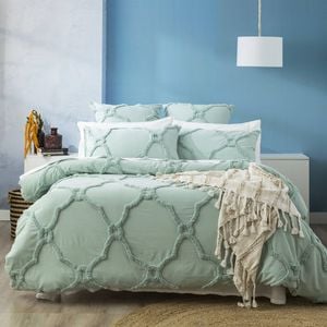 Renee Taylor Moroccan Chenille Vt Washed Tufted Quilt Cover Set Super King Sage