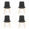 Pack of 4 | Cozy Upholstered Dining Chair | Natural Legs - Dark Grey Fabric