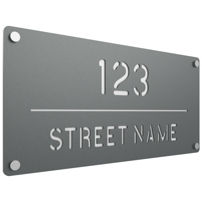 ProtectorAl 580mm x 280mm Light Charcoal Custom House Sign ACM Cut Through
