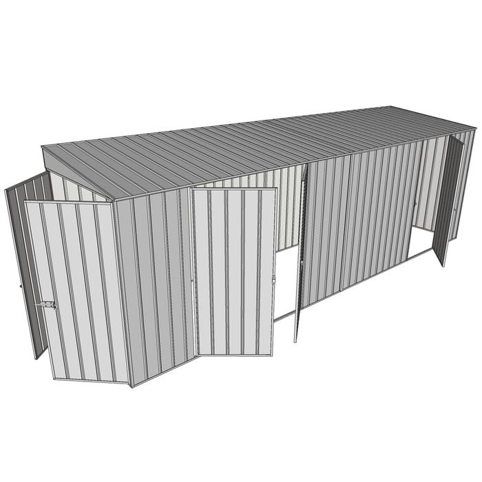 Build-a-Shed 1.5 x 6 x 2m Skillion Double and Single Hinged Side Doors Shed - Zinc