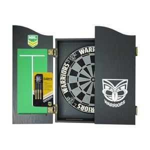 NRL Dartboard and Cabinet Set New Zealand Warriors Team Design Black Finish