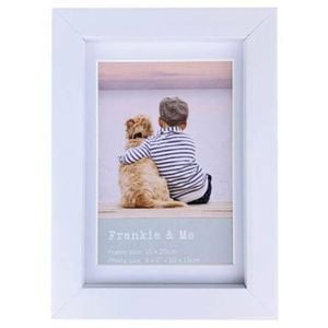 Frankie & Me Wooden Border 4x6'' Picture Frame Home/Office Photo Decor White