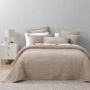 Bianca Saphira Beige/Brown Latte Velvet Coverlet Set Super King