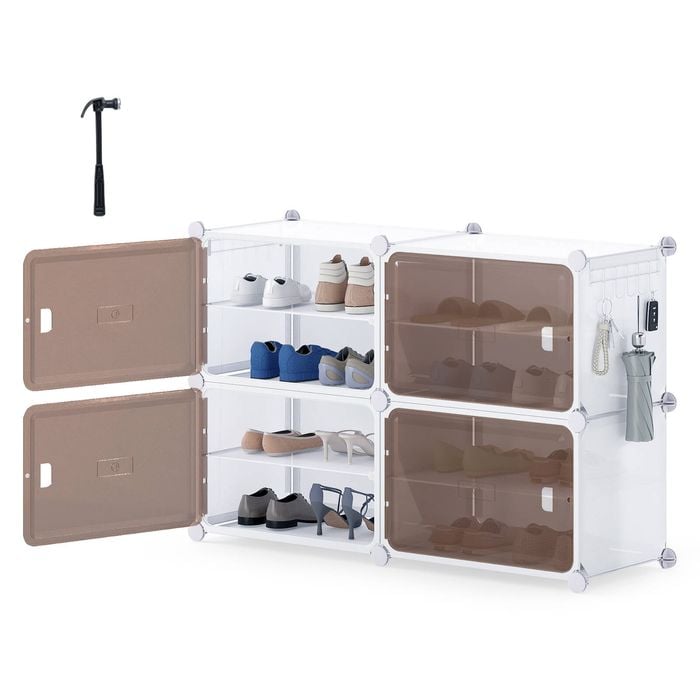 Costway Shoe Rack 4 Tier Shoe Storage Cabinet Shelf Closet Organizer