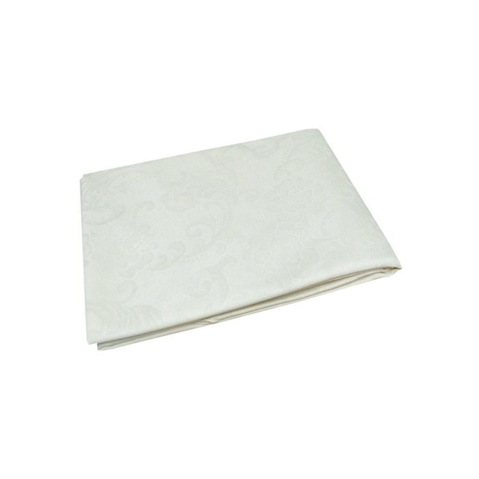 Damask Jacquard Polyester Tablecloth 180cm Round Rose Garden Cream