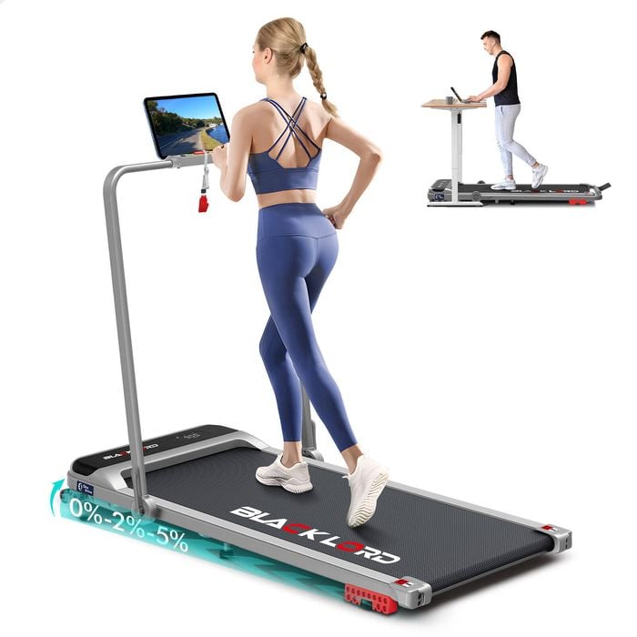 BLACK LORD Treadmill 40cm Walking Pad Incline Foldable Silver