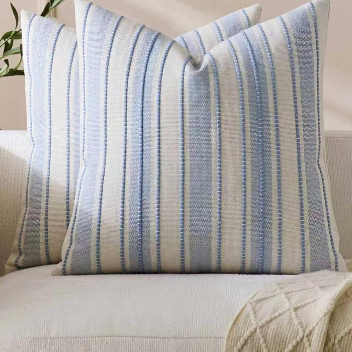 Gioia Casa 2-Pack Heritage Linear Woven Cushion Covers 45cm x 45cm - Sky