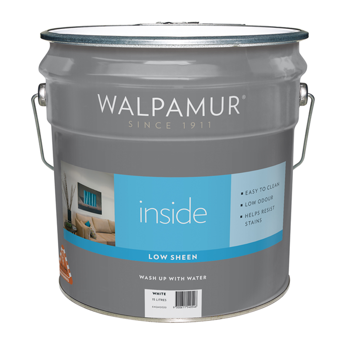 Walpamur Inside 15L White Low Sheen White Interior Paint