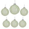 Christabelle 6 Pale Green Glass Christmas Baubles White Shimmer 8cm Xmas Tree Decorations Hanging Ornaments