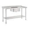 Vogue Single Bowl Sink Double Drainer - 1500mm 90mm Drain - Commercial Stainless Steel Sinks (hc906)