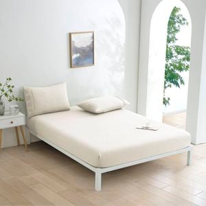Dreamaker Micro Flannel Combo Fitted Sheet Set Cream King