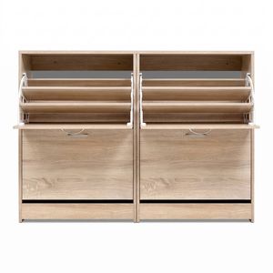 Artiss Shoe Cabinet X2 Set 2 Flip Drawers Adjustable Shelves Wood