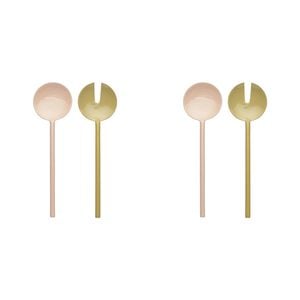 2x 2pc Ecology Stainless Steel/Enamel Apostle Salad Servers 26cm Blush & Ochre
