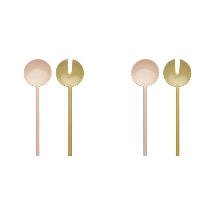 2x 2pc Ecology Stainless Steel/Enamel Apostle Salad Servers 26cm Blush & Ochre