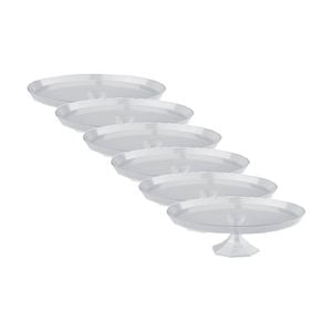6x Partyware Single Pedestal Cake Stand Party Tableware 330mm Clear