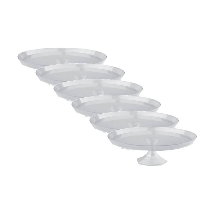 6x Partyware Single Pedestal Cake Stand Party Tableware 330mm Clear