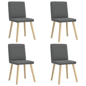 vidaXL Diamond Quilted Pattern Dining Chairs 4 pcs Dark Grey Fabric Wooden Legs 45 x 54 x 86 cm