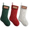 Jingle Jollys 3PCS Personalized Christmas Stockings Leather Patches 16 Inch Knitted Solid Colour