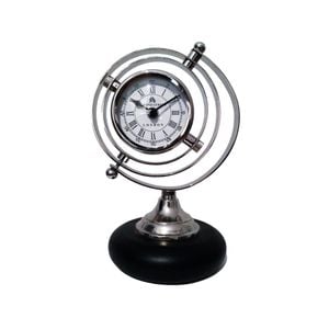Ssh Collection Halafax Bond Street Globe Small Round Desk Clock - Nickel With White Face