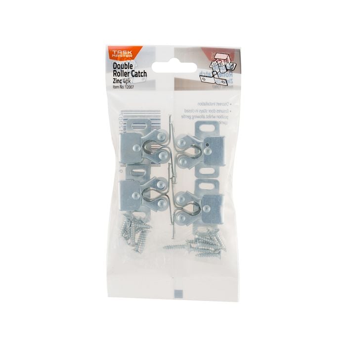 Taskmaster Zinc Double Roller Catch - 4 Pack