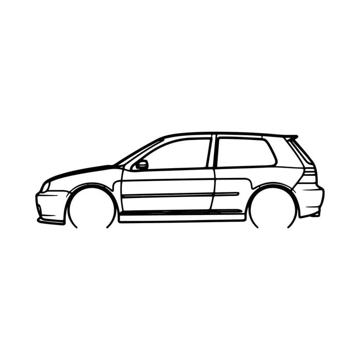 Ignite Laser Volkswagen 2003 Golf 4 GTI Silhouette Metal Wall Art Rustic Metal 47inch/120cm