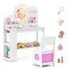 Costway Kid Vanity Table & Chair Set Makeup Dressing Table White