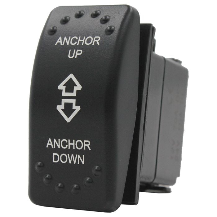 Switch Boss Dual White LED Laser Etched Rocker Switch - Anchor Up/Anchor Down (Momentary Up/Down)