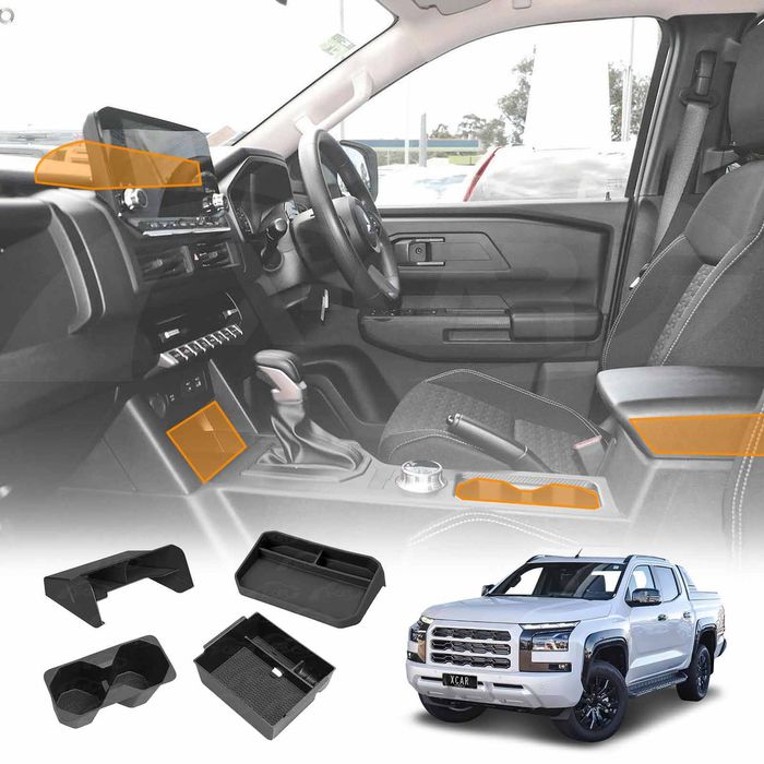 Centre Console Organizer Set For Mitsubishi Triton Mv Double Cab 2024-onwards Armrest Tray Storage Box Cup Holder Interior