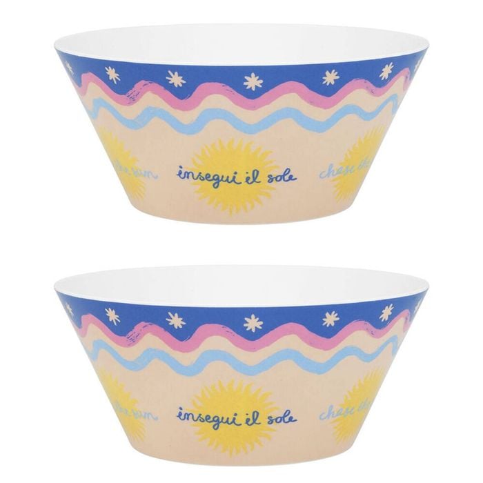 2PK Porto Sole Outdoor Entertaining Round Serving Bowl 25.7cm Multi-Coloured