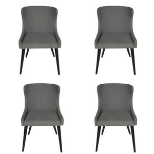 Pack of 4 | Osaka Upholstered Dining Chair | Black Legs - Grey Fabric