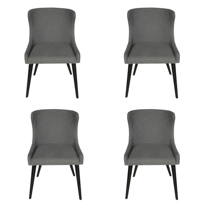 Pack of 4 | Osaka Upholstered Dining Chair | Black Legs - Grey Fabric