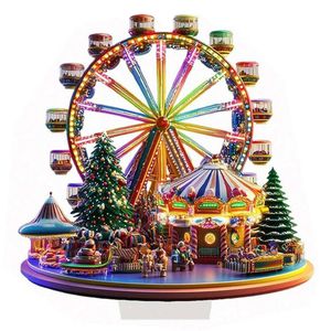 P&P Clear Acrylic Ferris Wheel Christmas Decorative Ornament Wall Hanging 17x20cm