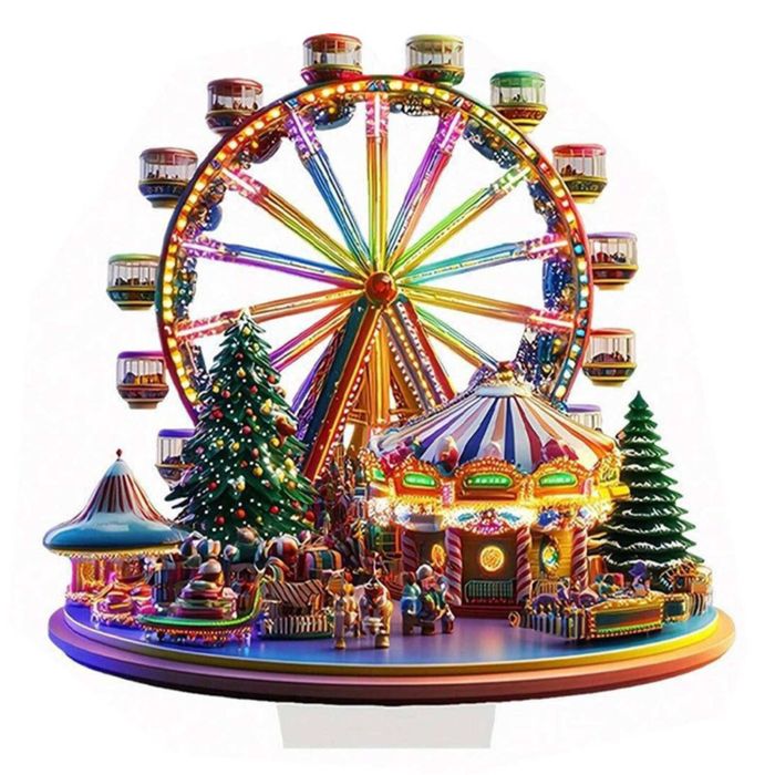 P&P Clear Acrylic Ferris Wheel Christmas Decorative Ornament Wall Hanging 17x20cm